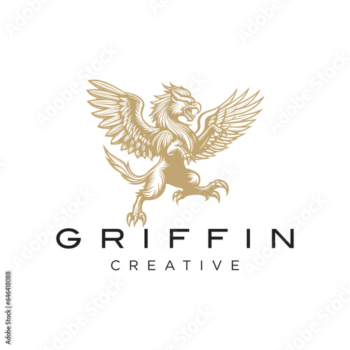 luxury Griffin Mythical mascot Vector Design Logo