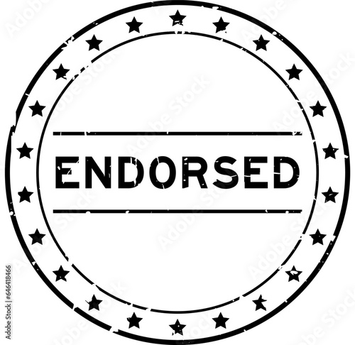 Grunge black endorsed word round rubber seal stamp on white background