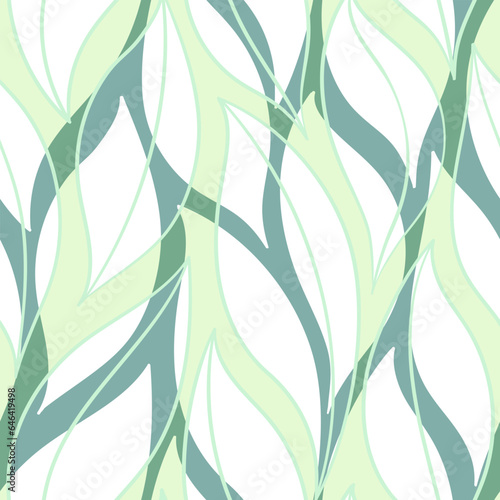 Green leaves seamless vector pattern. Watercolor tea leaf background, textured jungle print