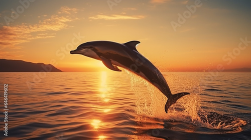 A dolphin fish jumping on a lake. 