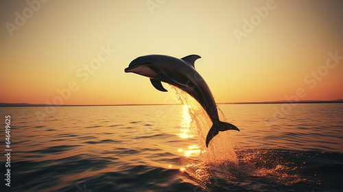 A dolphin fish jumping on a lake. 