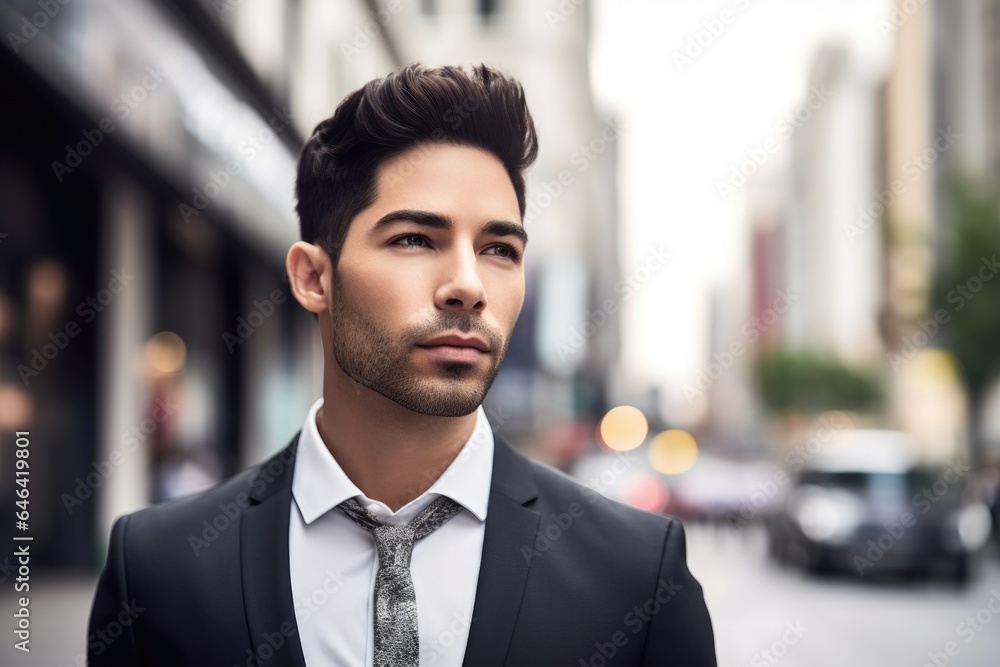 shot of a handsome young businessman in city shot of a handsome young businessman in city