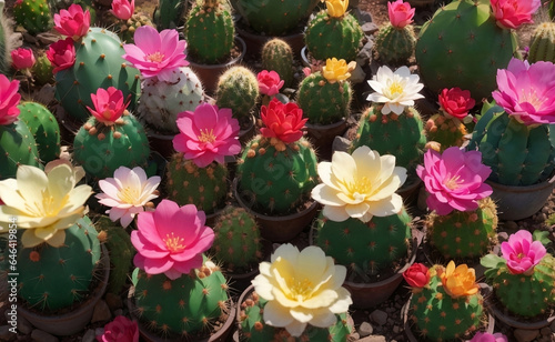 A cute cactus plants with sweet beautiful flowers.