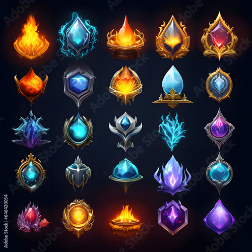 Set of shinies game icons and templates