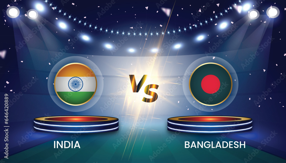 Fototapeta premium Cricket world cup 2023 with schedule team vs team broadcast template vector design