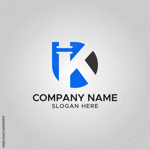 letter K water drop plumbing maintenance business logo design icon element vector