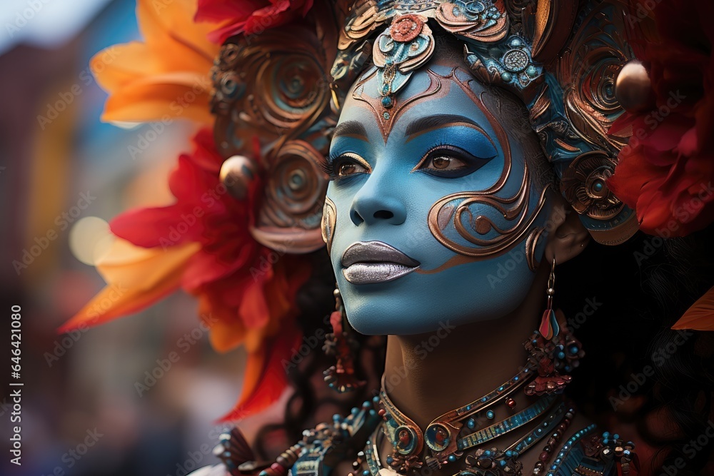 Vibrant Carnival Parade: Passists, floats and contagious colors., generative IA