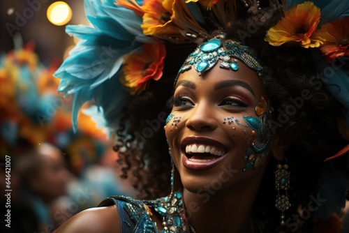 Vibrant Carnival Parade: Passists, floats and contagious colors., generative IA