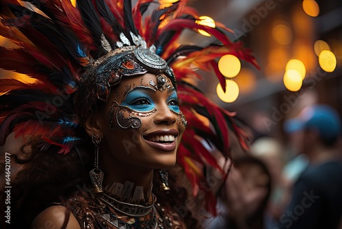 At the lively Carnival, masks, feathers and dancers create a whirlwind of color and movement., generative IA © Gabriel