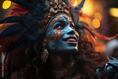 At the lively Carnival, masks, feathers and dancers create a whirlwind of color and movement., generative IA © Gabriel