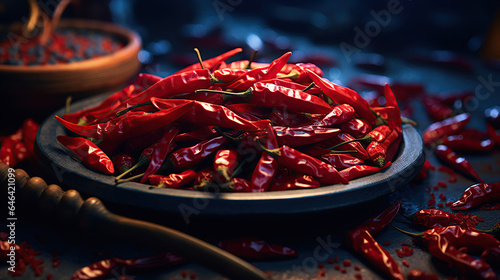 Dried chili peppers captured in detail inside a bowl.