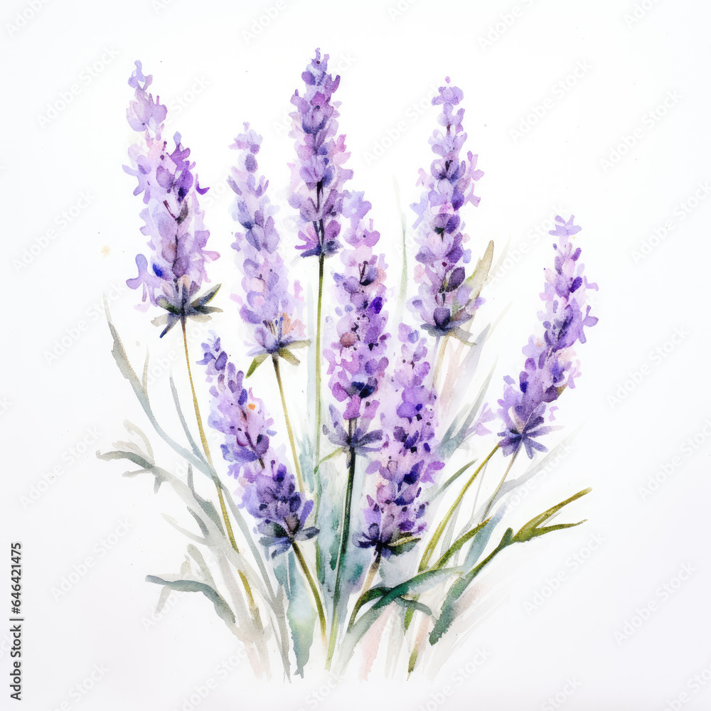 Watercolor lavender . Generative Ai