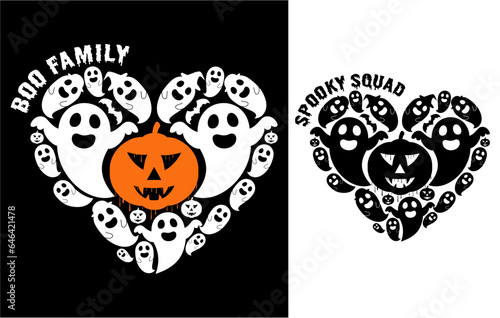 Love Halloween Heart Monogram Design Vector, Funny Halloween T shirt Design photo