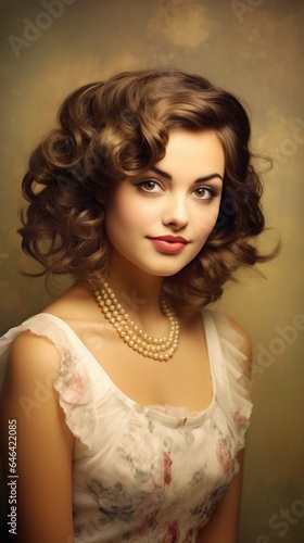 A woman with a pearl necklace and a pearl necklace