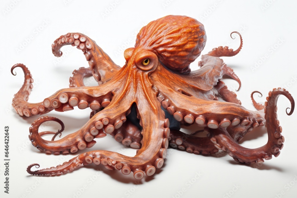 Octopus illustration, white background. Generative AI Octopus illustration, white background. Generative AI