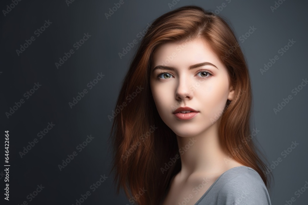 shot of a beautiful young woman standing against a gray background shot of a beautiful young woman standing against a gray background