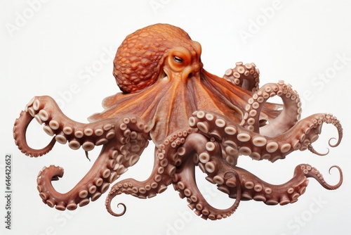 Octopus illustration, white background. Generative AI