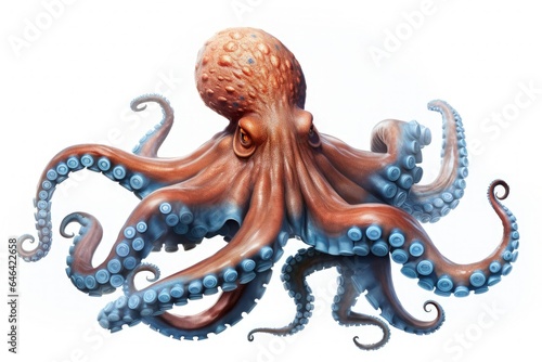 Octopus illustration, white background. Generative AI photo