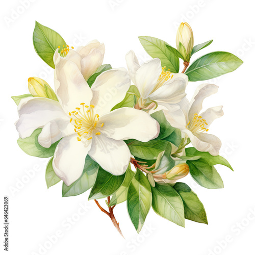 Watercolor mock orange . Generative Ai