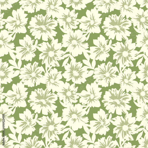 Beautiful popular vector seamless pattern with hand drawn abstract retro flower shapes in vintage style. Stock old fashion illustration.