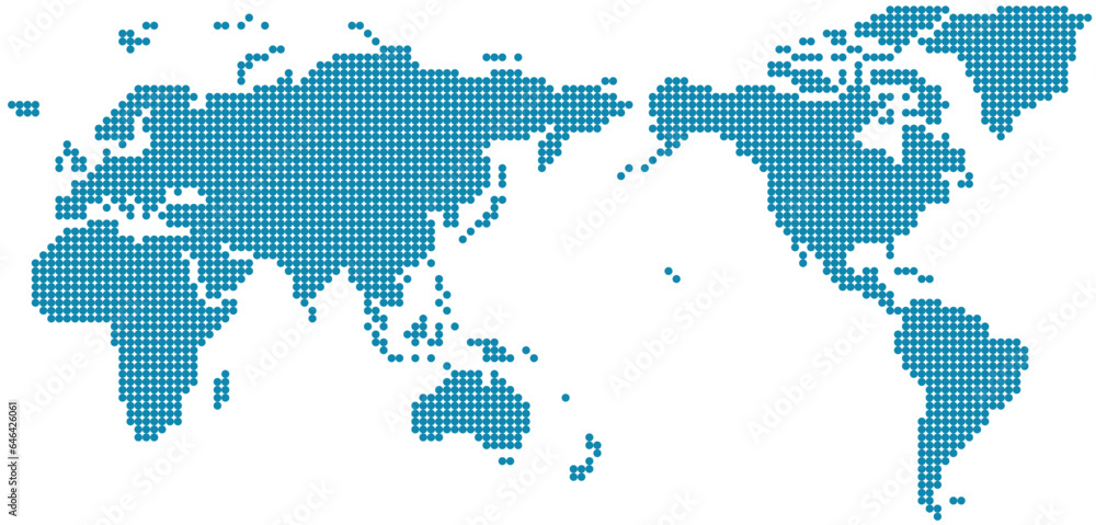 Circle shape world map on white background.