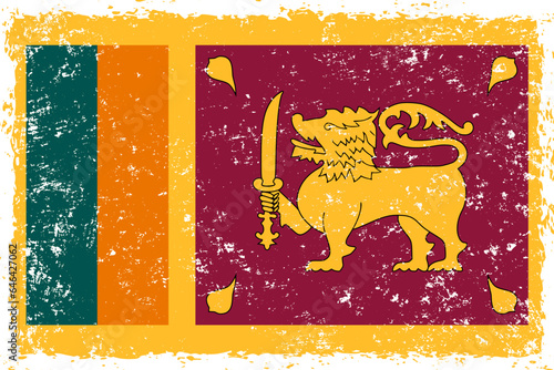 Sri lanka flag grunge distressed style