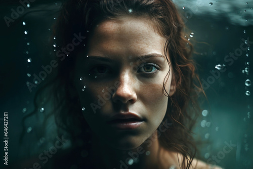 Portrait of beautiful young woman underwater. Swimming , summer, female beauty