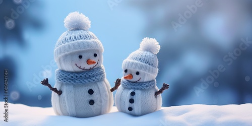 Snowmen on a sunny Christmas day. Generative Ai © ArtmediaworX