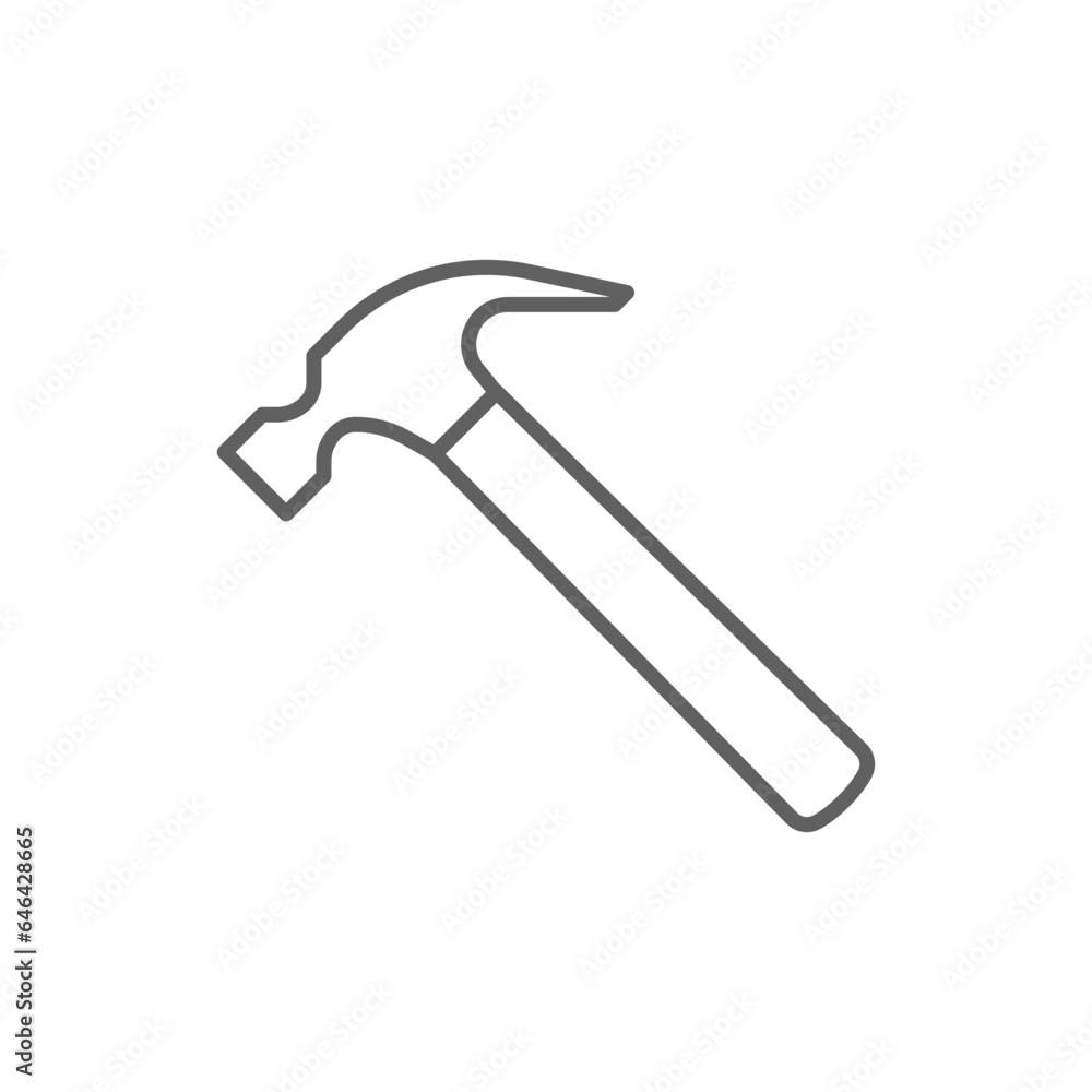 Hammer icon. Simple outline style. Hummer, metal, tool, hit, carpentry, construct, hardware, handyman, development concept. Thin line symbol. Vector isolated on white background. Editable stroke SVG. Hammer icon. Simple outline style. Hummer, metal, tool, hit, carpentry, construct, hardware, handyman, development concept. Thin line symbol. Vector isolated on white background. Editable stroke SVG.