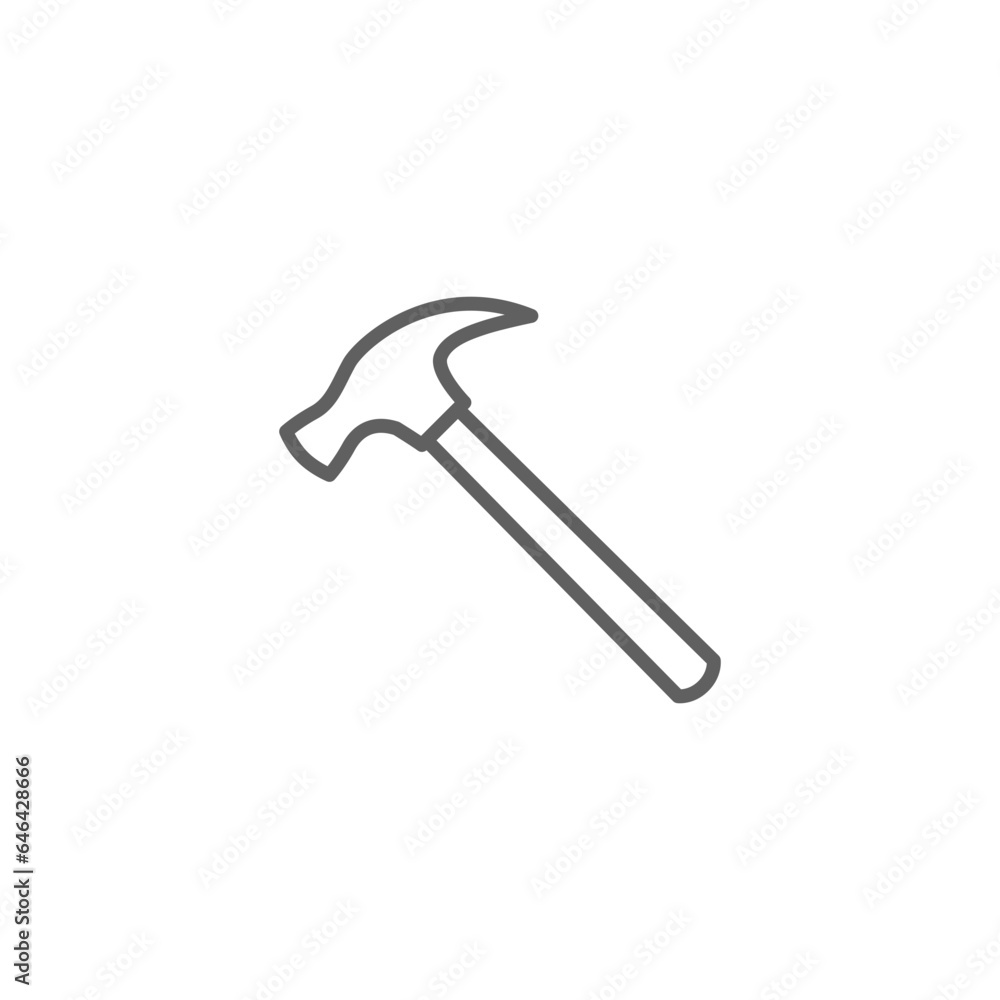 Hammer icon. Simple outline style. Hummer, metal, tool, hit, carpentry, construct, hardware, handyman, development concept. Thin line symbol. Vector isolated on white background. Editable stroke SVG. Hammer icon. Simple outline style. Hummer, metal, tool, hit, carpentry, construct, hardware, handyman, development concept. Thin line symbol. Vector isolated on white background. Editable stroke SVG.