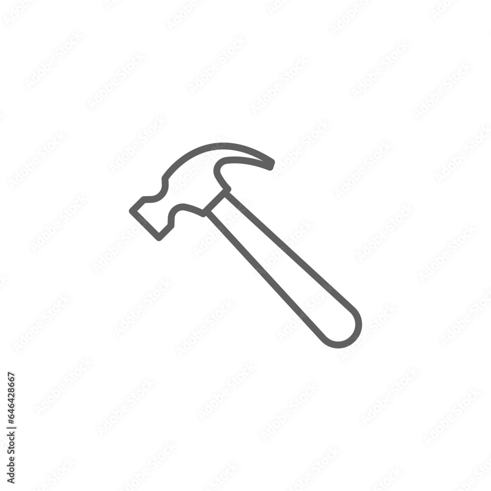 Hammer icon. Simple outline style. Hummer, metal, tool, hit, carpentry, construct, hardware, handyman, development concept. Thin line symbol. Vector isolated on white background. Editable stroke SVG. Hammer icon. Simple outline style. Hummer, metal, tool, hit, carpentry, construct, hardware, handyman, development concept. Thin line symbol. Vector isolated on white background. Editable stroke SVG.