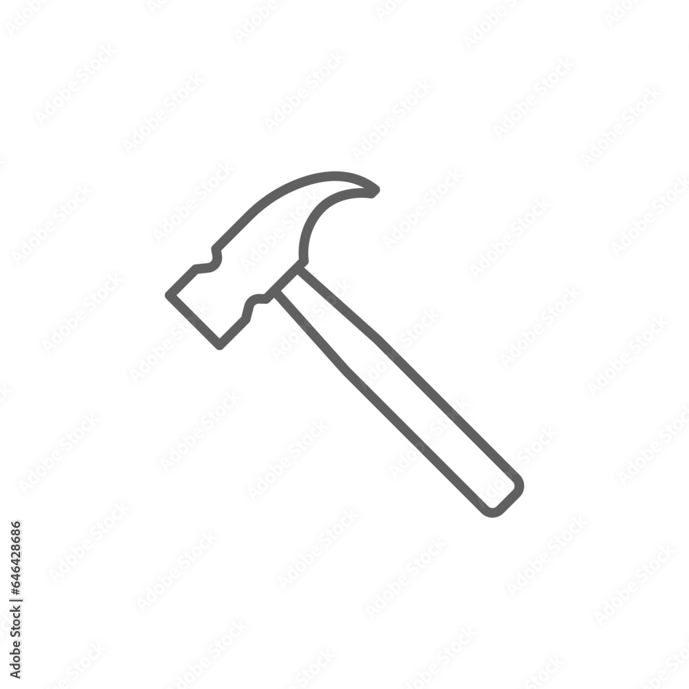 Hammer icon. Simple outline style. Hummer, metal, tool, hit, carpentry, construct, hardware, handyman, development concept. Thin line symbol. Vector isolated on white background. Editable stroke SVG. Hammer icon. Simple outline style. Hummer, metal, tool, hit, carpentry, construct, hardware, handyman, development concept. Thin line symbol. Vector isolated on white background. Editable stroke SVG.