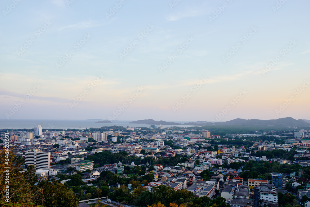 Fototapeta premium Aerial view of Phuket Town in Thailand.