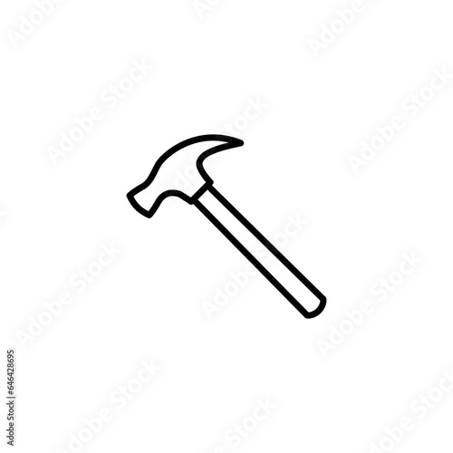 Hammer icon. Simple outline style. Hummer, metal, tool, hit, carpentry, construct, hardware, handyman, development concept. Thin line symbol. Vector isolated on white background. SVG.