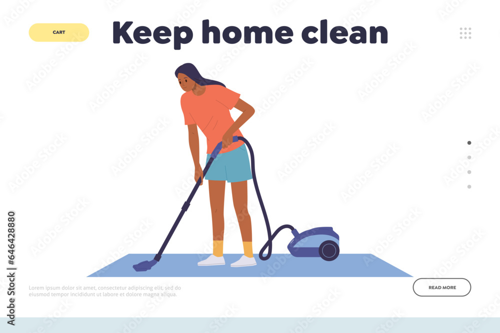 Keep home clean concept for landing page providing online service for scheduling daily life activity