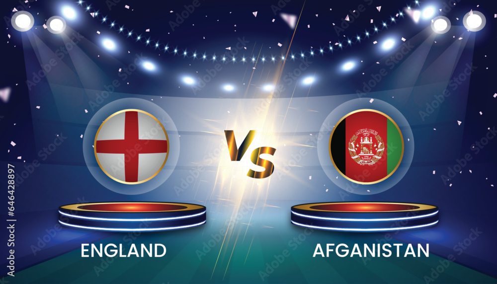 Fototapeta premium Cricket world cup 2023 team vs team broadcast template design