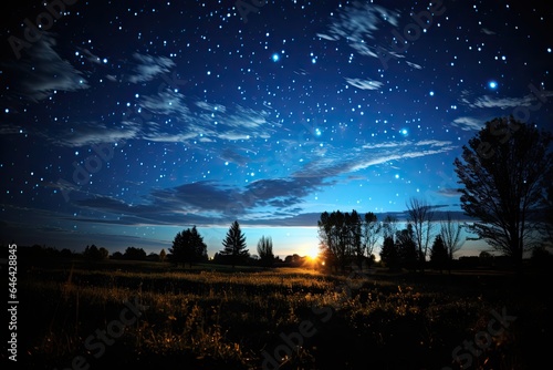Starring night reveals constellations in cosmic dance., generative IA photo
