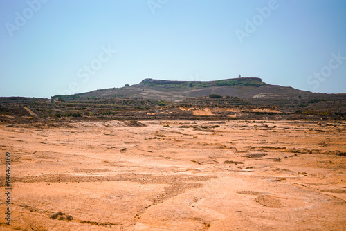 A desert on the Island of Gozo, summer time, Malta
