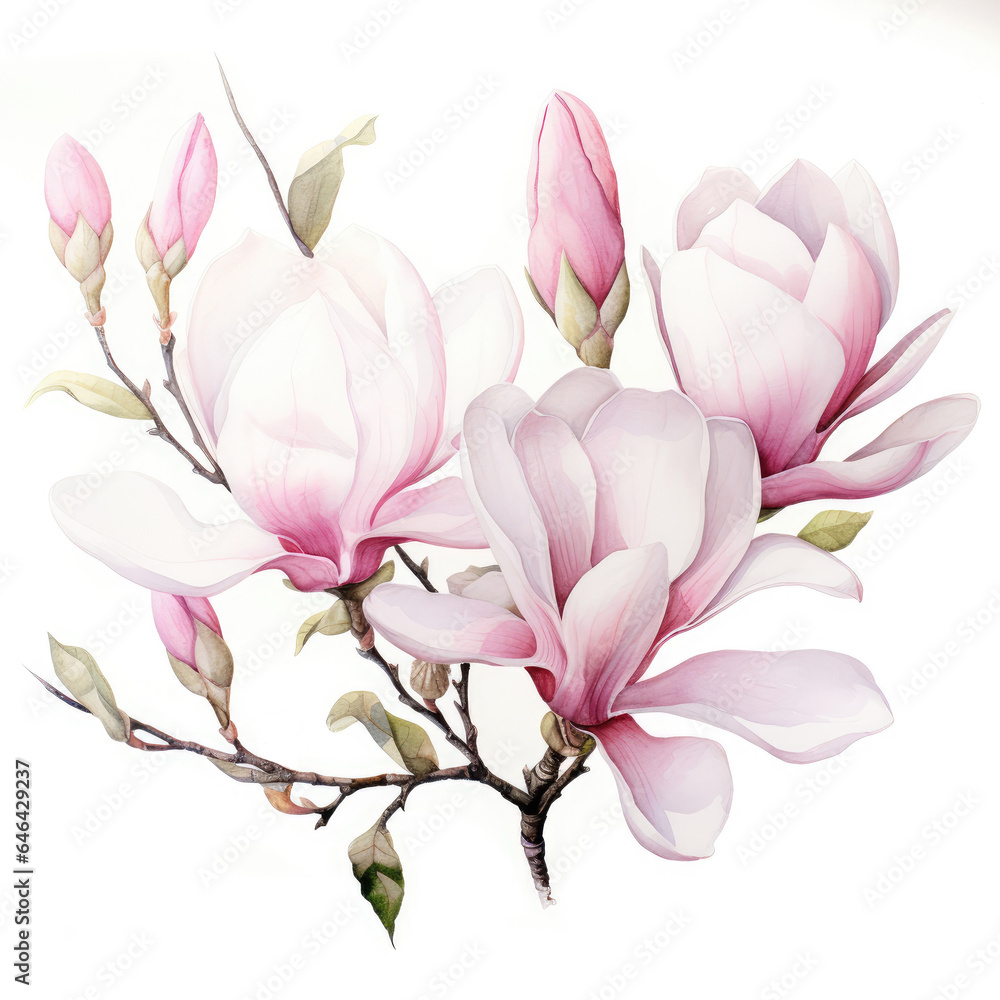 Watercolor magnolia . Generative Ai Watercolor magnolia . Generative Ai