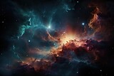 Colorful nebula and lost planet in the cosmos., generative IA