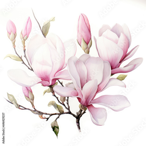 Watercolor magnolia . Generative Ai