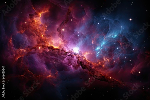 Colorful nebula and lost planet in the cosmos., generative IA © Gabriel