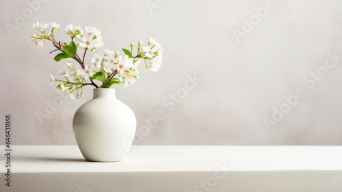 Beautiful flower in vase background, close-up with soft focus, Generative AI illustration