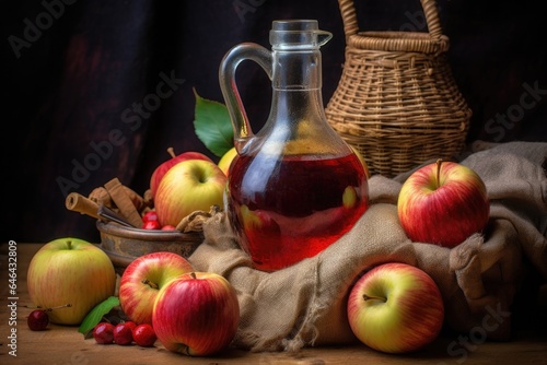 apple cider in a glass bottle with a cork stopper