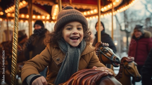A child riding a merry go round © Maria Starus