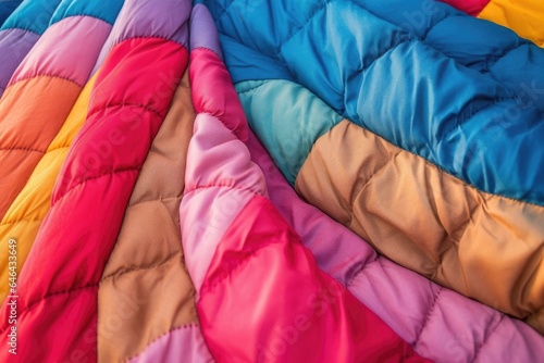 close-up of colorful deflating hot air balloon fabric
