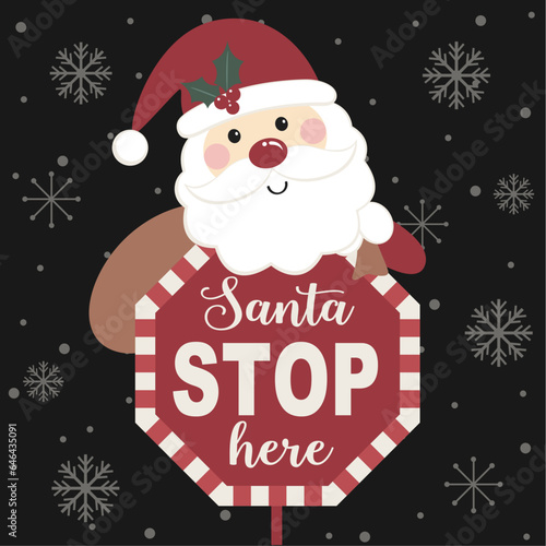 Santa Stop here,Christmas Staked Sign with Santa.