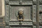 Bronze lion head on the portal of Cologne Cathedral