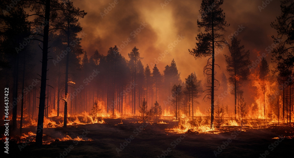 Forest smoke fire nature flames burning heat