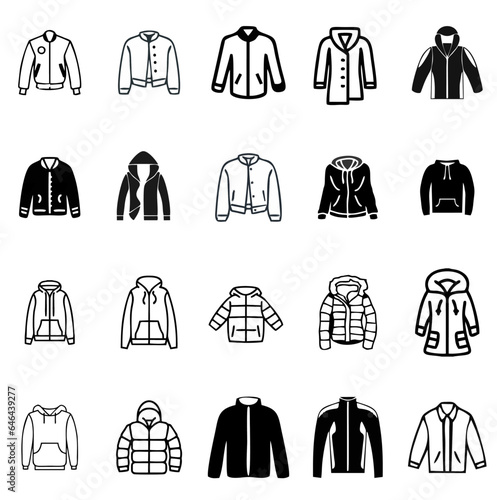 Set of jacket icons illustration. vector. editable.